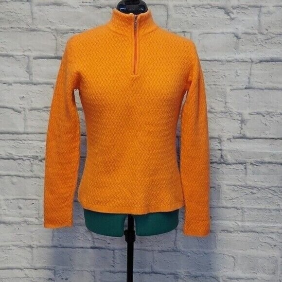 ENZO moutorani men's orange quarter zip wool cashmere long sleeve sweater M